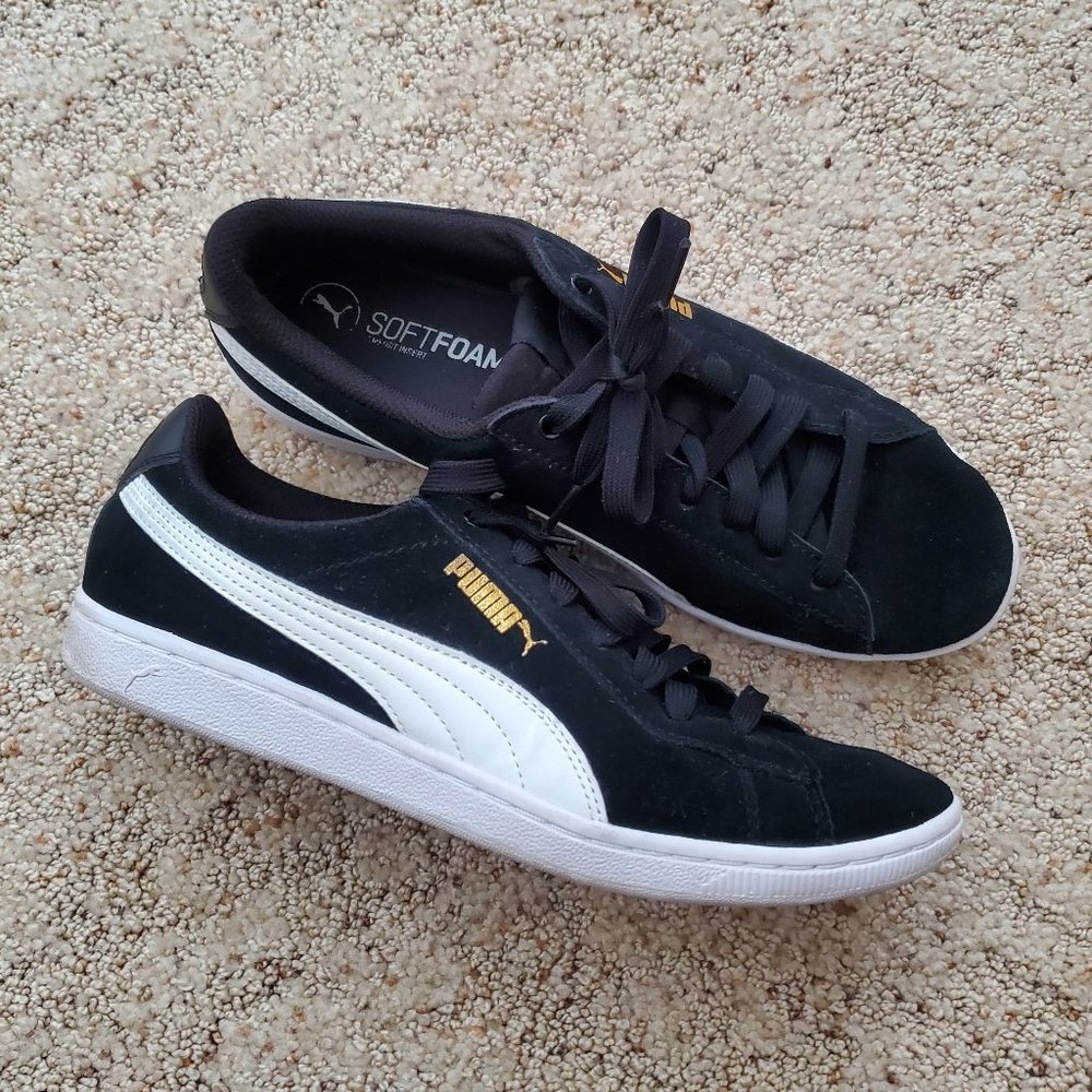 Puma Black and White Suede Sneakers Women’s 9.5